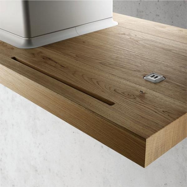 Elica BIO ISLAND WH/A/120x58 ROVERE - Inselhaube, Weiss/Eichenholz, Umluft/Abluft, 120 cm